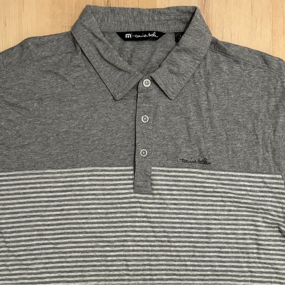 Travis Matthew Golf Polo Gray Stripes Large Short sleeve Golf Shirt - Picture 3 of 8